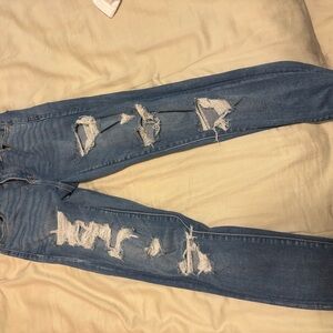 American Eagle Outfitters Blue Ripped Skinny Jeans